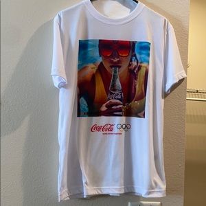 🆕Coca Cola Worldwide Partner Korea Olympics Shirt SIZE LARGE 100% POLYESTER🇰🇷